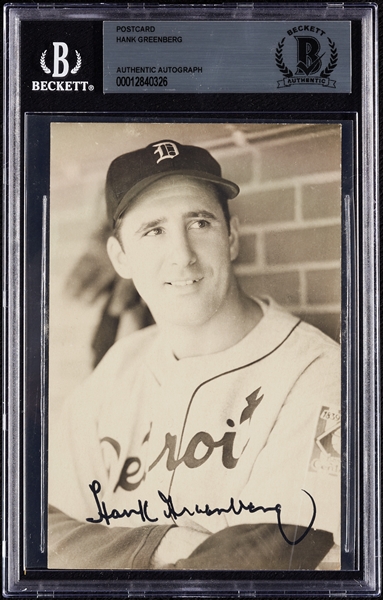 Hank Greenberg Signed Photo Postcard (BAS)