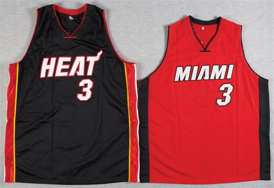 Dwyane Wade Signed Heat Black & Red Jerseys Pair (BAS) (2)