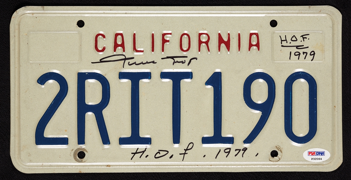 Willie Mays Signed California License Plate HOF 1979 (PSA/DNA)