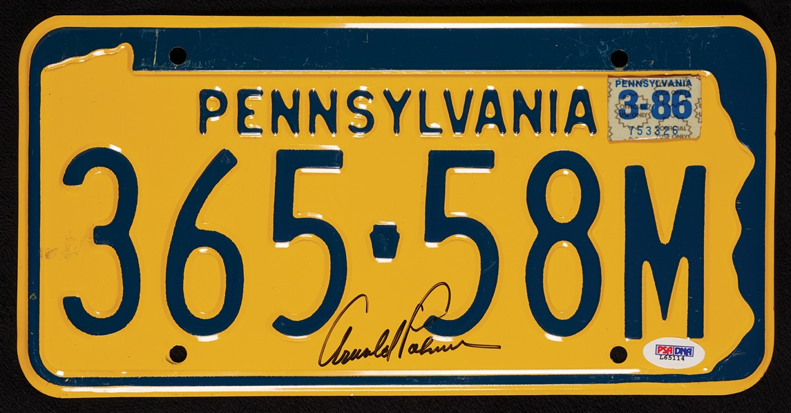 Arnold Palmer Signed Pennsylvania License Plate (PSA/DNA)