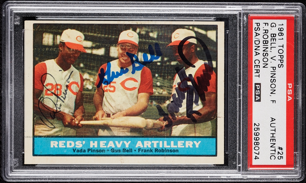 Complete Signed 1961 Reds' Heavy Artillery No. 25 with Pinson, Bell & Robinson (PSA/DNA)