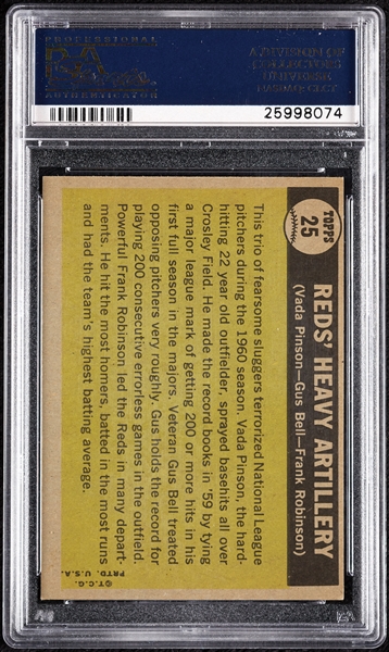 Complete Signed 1961 Reds' Heavy Artillery No. 25 with Pinson, Bell & Robinson (PSA/DNA)