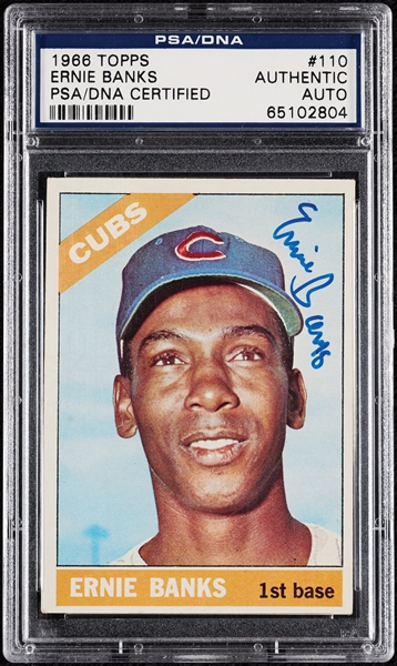 Ernie Banks Signed 1966 Topps No. 110 (PSA/DNA)