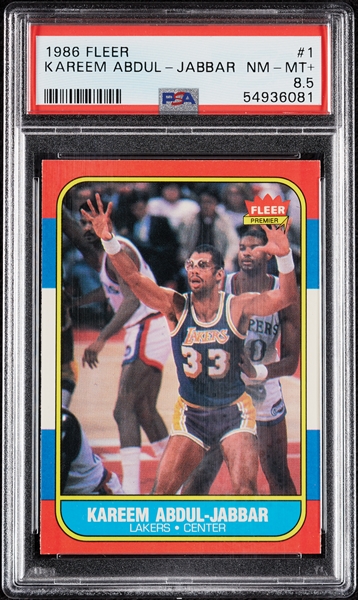 1986 Fleer Kareem Abdul-Jabbar No. 1 PSA 8.5