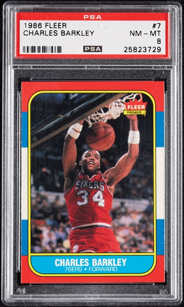 1986 Fleer Charles Barkley RC No. 7 PSA 8