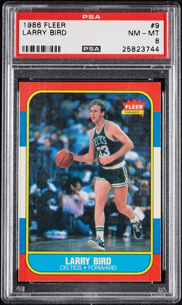 1986 Fleer Larry Bird No. 9 PSA 8