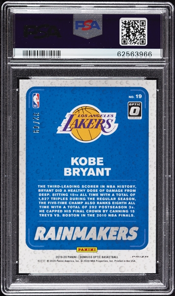 2019 Donruss Optic Kobe Bryant Rainmakers Blue (32/49) PSA 10