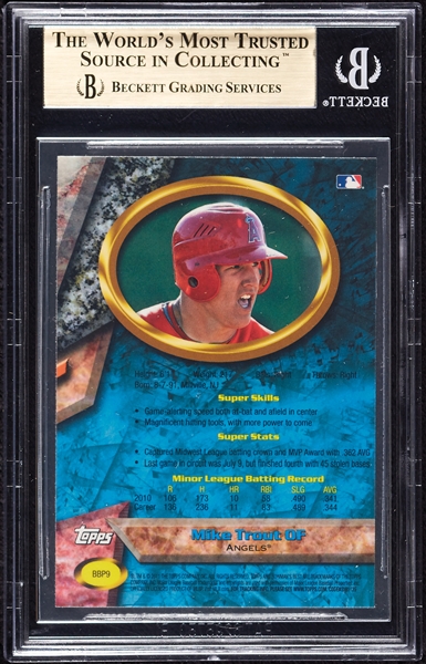 2011 Bowman Mike Trout Bowman's Best Prospects RC No. 9 BGS 9.5