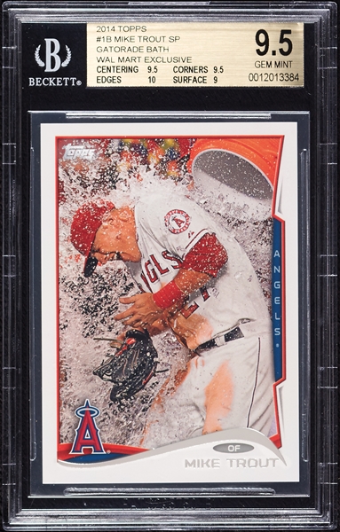 2014 Topps Mike Trout Gatorade Bath Walmart Exclusive No. 1 BGS 9.5