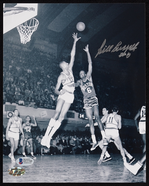 Bill Russell Signed 8x10 Photo with Wilt Chamberlain (BAS)