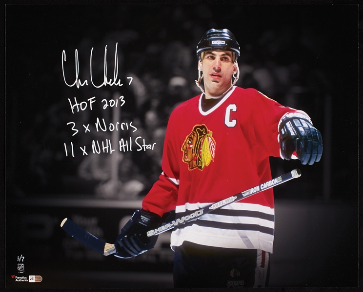 Chris Chelios Signed 16x20 Photo with Multiple Inscriptions (3/7) (Fanatics)