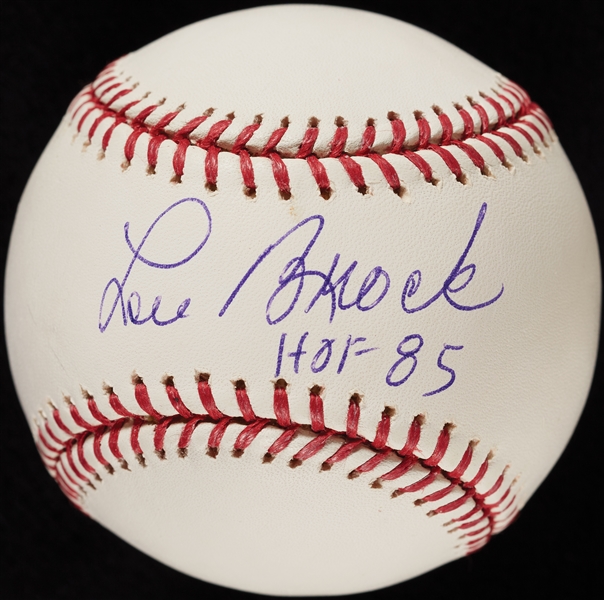 Lou Brock Single-Signed OML Baseball HOF 85 (PSA/DNA)