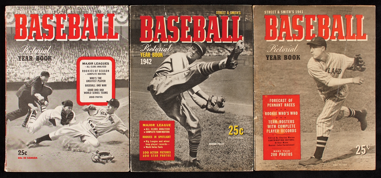 1941-43 Street & Smith’s Baseball Inaugural Yearbooks Group (3)