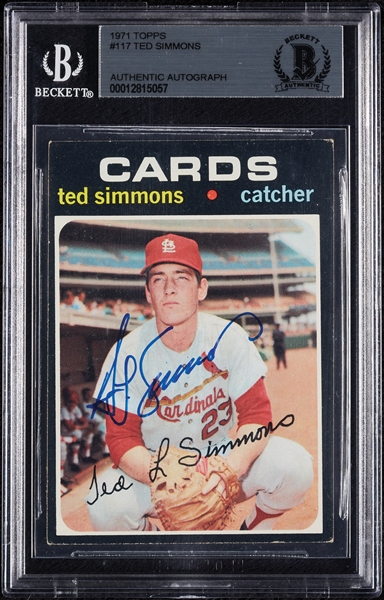 Ted Simmons Signed 1971 Topps RC No. 117 (BAS)