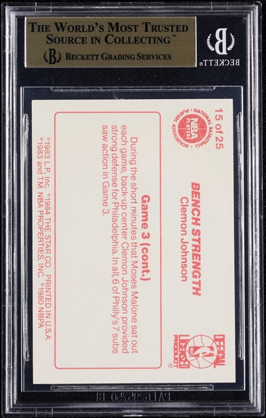 1983-84 Star Sixers Champs Clemon Johnson No. 15 BGS 9.5