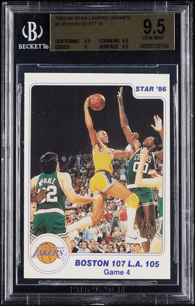 1985-86 Star Lakers Champs Byron Scott No. 5 BGS 9.5