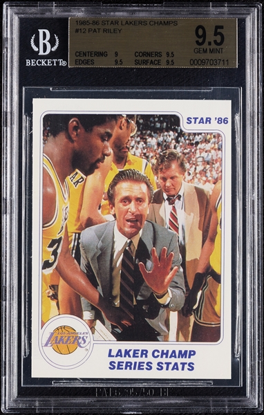 1985-86 Star Lakers Champs Pat Riley No. 12 BGS 9.5