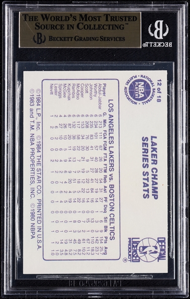 1985-86 Star Lakers Champs Pat Riley No. 12 BGS 9.5