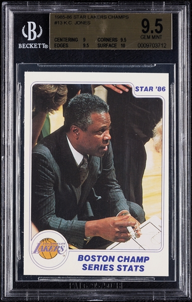 1985-86 Star Lakers Champs K.C. Jones No. 13 BGS 9.5