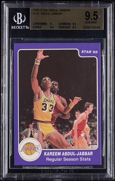 1985 Star Kareem Abdul-Jabbar Regular Season Stats No. 3 BGS 9.5