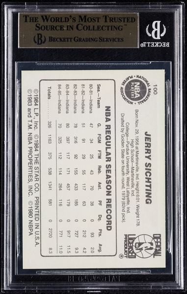 1985-86 Star Jerry Sichting Green Border No. 100 BGS 9.5