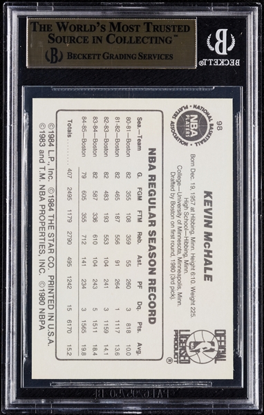 1985-86 Star Kevin McHale Green Border No. 98 BGS 9.5