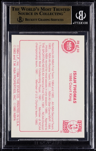 1986 Star Court Kings Isiah Thomas No. 28 BGS 9.5