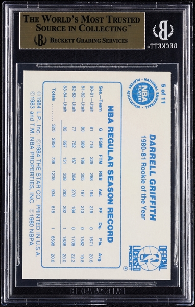 1985 Star Last 11 ROY's Darrell Griffith No. 5 BGS 9.5