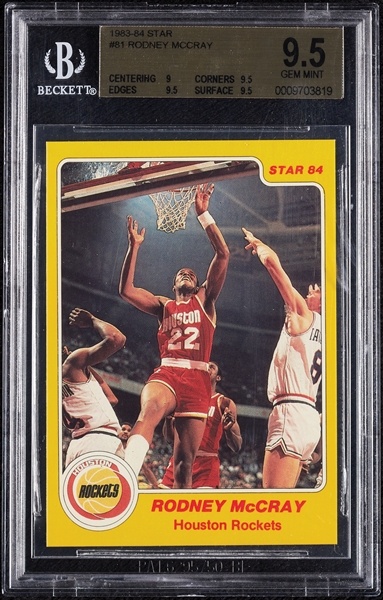 1983-84 Star Rodney McCray No. 81 BGS 9.5