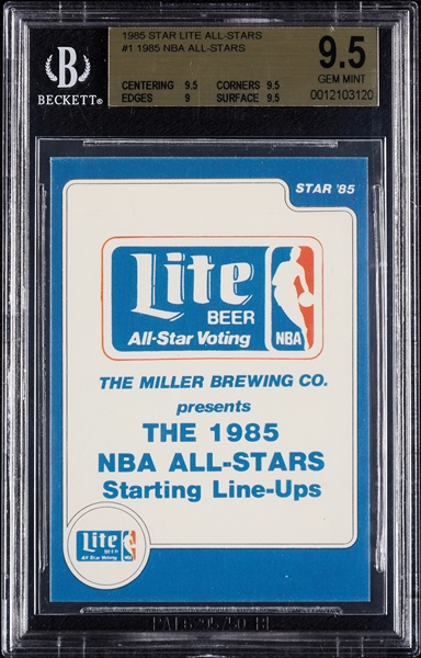 1985 Star Lite All-Stars Checklist No. 1 BGS 9.5