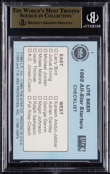 1985 Star Lite All-Stars Checklist No. 1 BGS 9.5