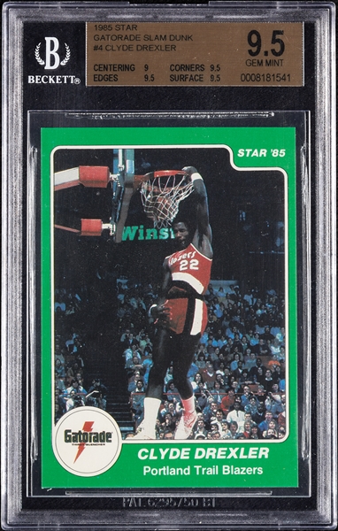 1985 Star Gatorade Slam Dunk Clyde Drexler No. 4 BGS 9.5