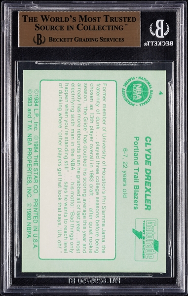 1985 Star Gatorade Slam Dunk Clyde Drexler No. 4 BGS 9.5