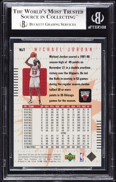 1998-99 UD Ionix Michael Jordan MJ HoloGrFX No. 7 BGS 9