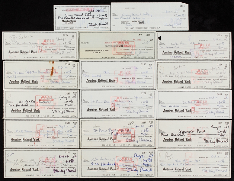 Stan Musial Signed Checks Group (20)