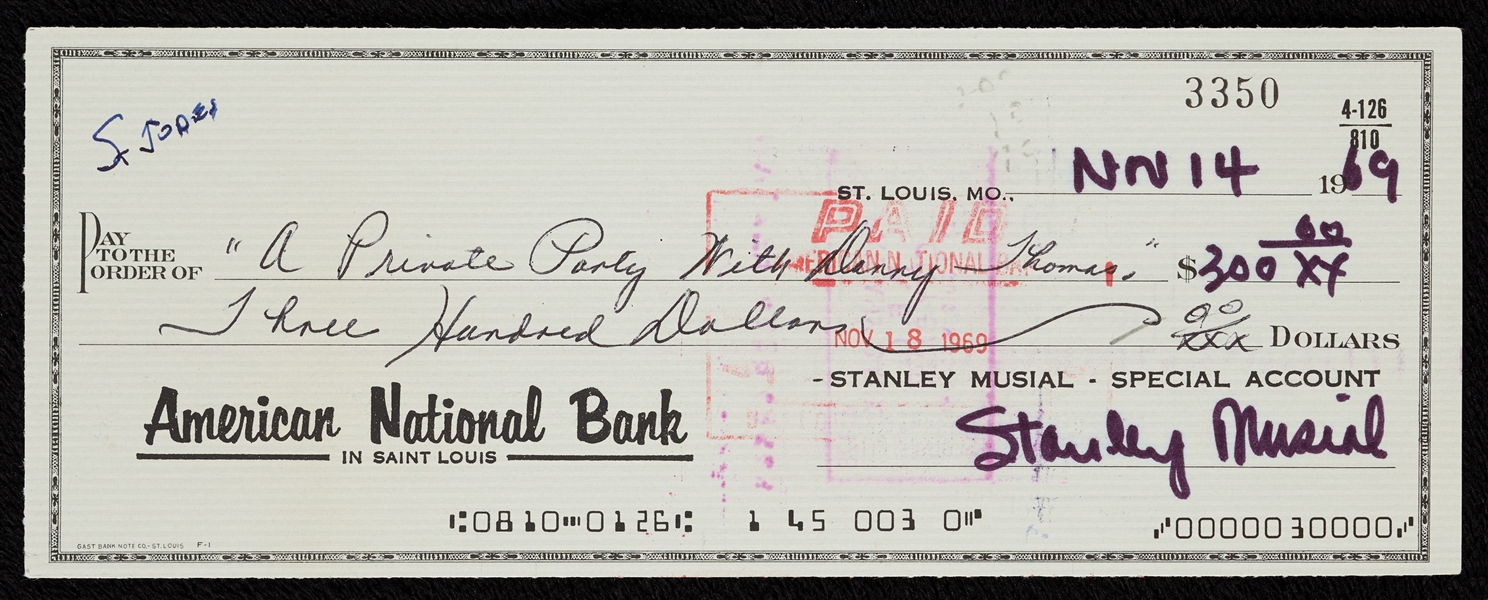 Stan Musial Signed Checks Group (20)