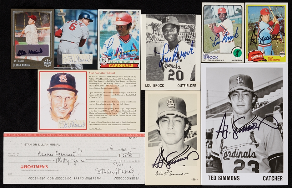 St. Louis Cardinals HOFers Signed Group with Brock, Musial (10)