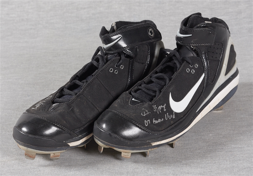 Dan Uggla 2007 Game-Used & Signed Nike Cleats Pair (2) Inscribed 07 Game-Used