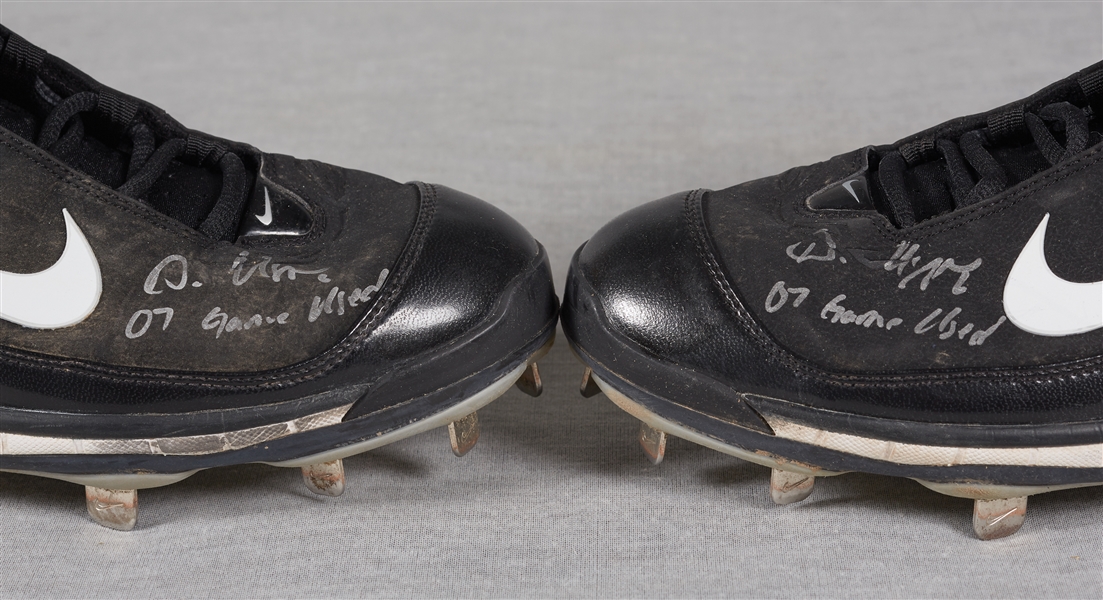 Dan Uggla 2007 Game-Used & Signed Nike Cleats Pair (2) Inscribed 07 Game-Used