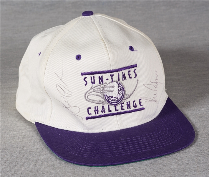 Walter Payton & John Paxson Signed Sun Times Challenge Cap