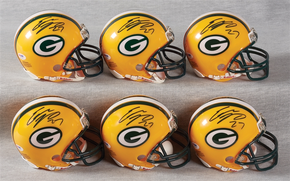 Eddie Lacy Signed Packers Mini-Helmets Case (PSA/DNA) (6)