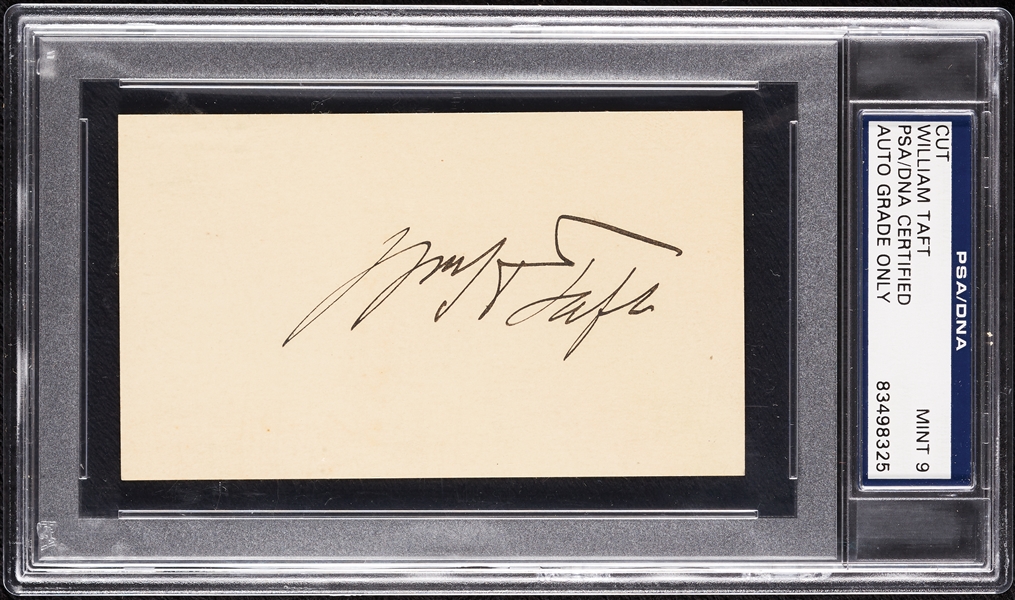 William Taft Signed Index Card (Graded BAS 9)