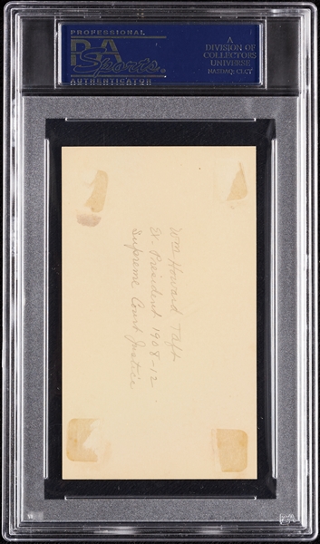 William Taft Signed Index Card (Graded BAS 9)