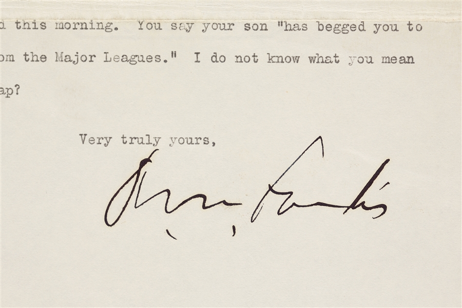 Kenesaw Landis Signed Typed Letter (1940) (BAS)