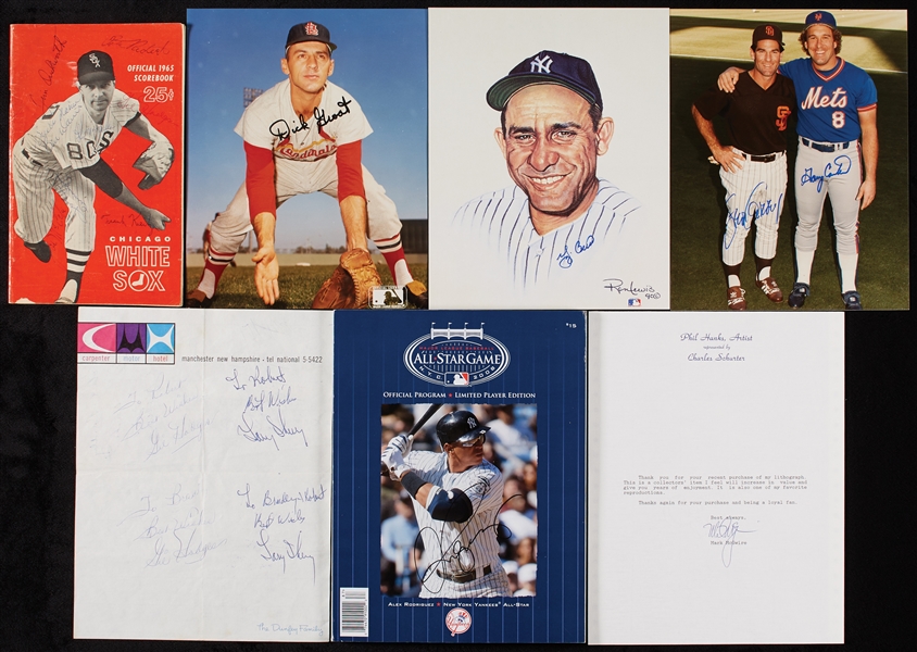 Baseball Signature Group with Photos, Cuts, Postcards with Gil Hodges, Lefty Grove, Stengel (60)