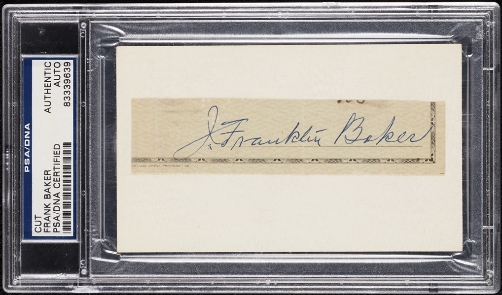 Frank Home Run Baker Cut Signature from Check (PSA/DNA)