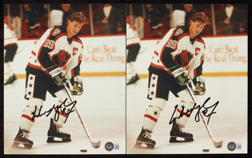 Wayne Gretzky Signed 8x10 Photos Pair (2) (Both Graded BAS 10)