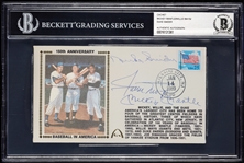 Mickey Mantle, Willie Mays & Duke Snider Signed FDC (BAS)