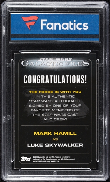 Mark Hamill Signed 2012 Topps Star Wars Galactic Files (Fanatics)