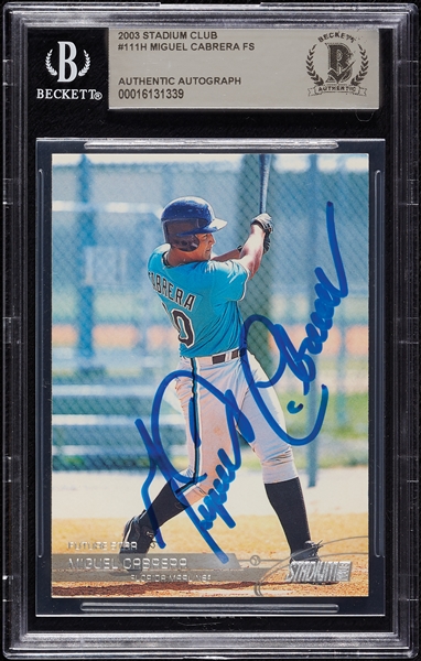 Miguel Cabrera Signed 2003 Stadium Club No. 111 (BAS)